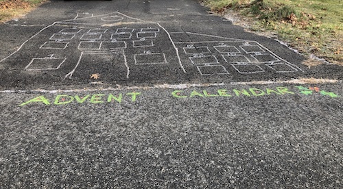 advent calendar on driveway